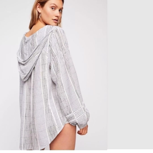 Free People Baja Babe Hooded Stripe Pullover Top Size Small $128 - Picture 3 of 10